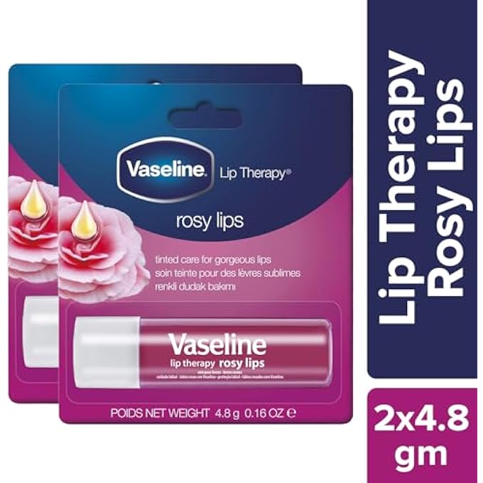 Vaseline THERAPY ROSY LIP BALM WITH PURE JELLY & LIGHT ROSE TINT FOR SOFT & PINK|NON-GREASY MOISTURIZER FOR NATURALLY TINTED |PACK OF 2X4.8GM - Image 2